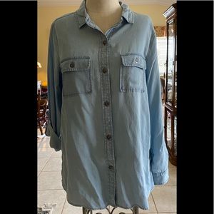 Charter Club Long Jean Shirt Easy Wear Pockets NWT